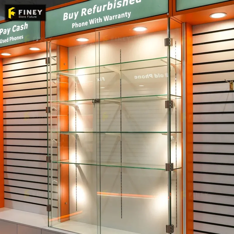 Customize.Custom Electronics Shop Furniture Cell Phone Repair Store Display Cabinet Phone Glass Lockable Mobile Phone Showc