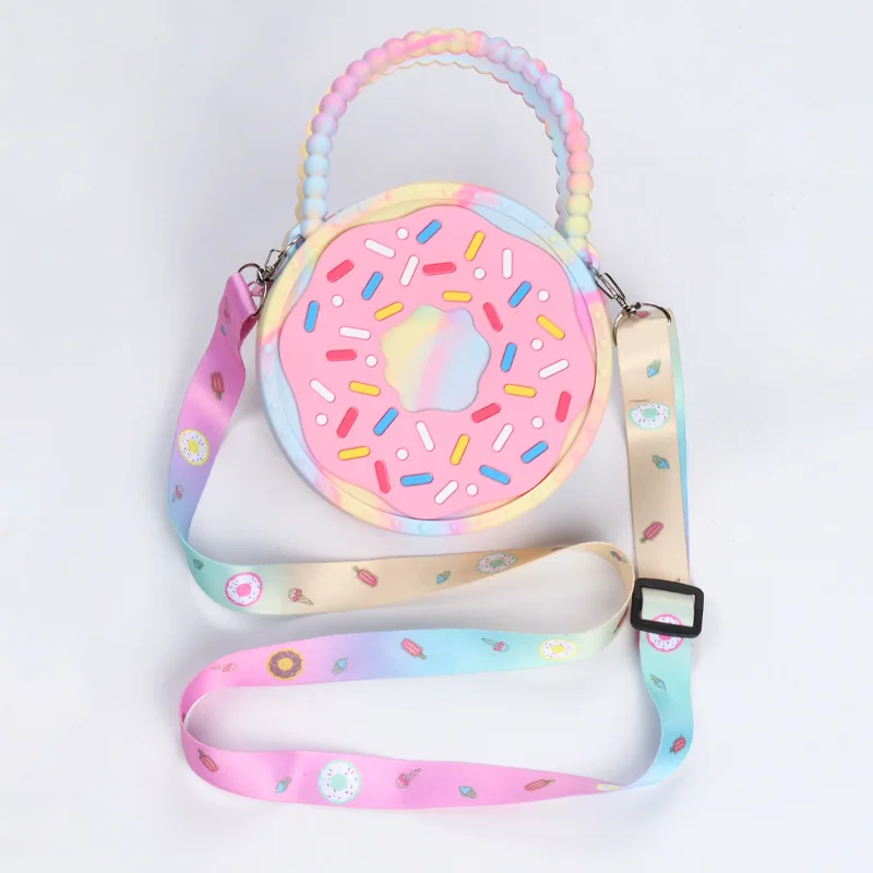 Donut Shoulder Bag Pops It Wallet Girl Sensory Fingertip Toy Silicone Cute Kawaii Kids Gift Bag Push