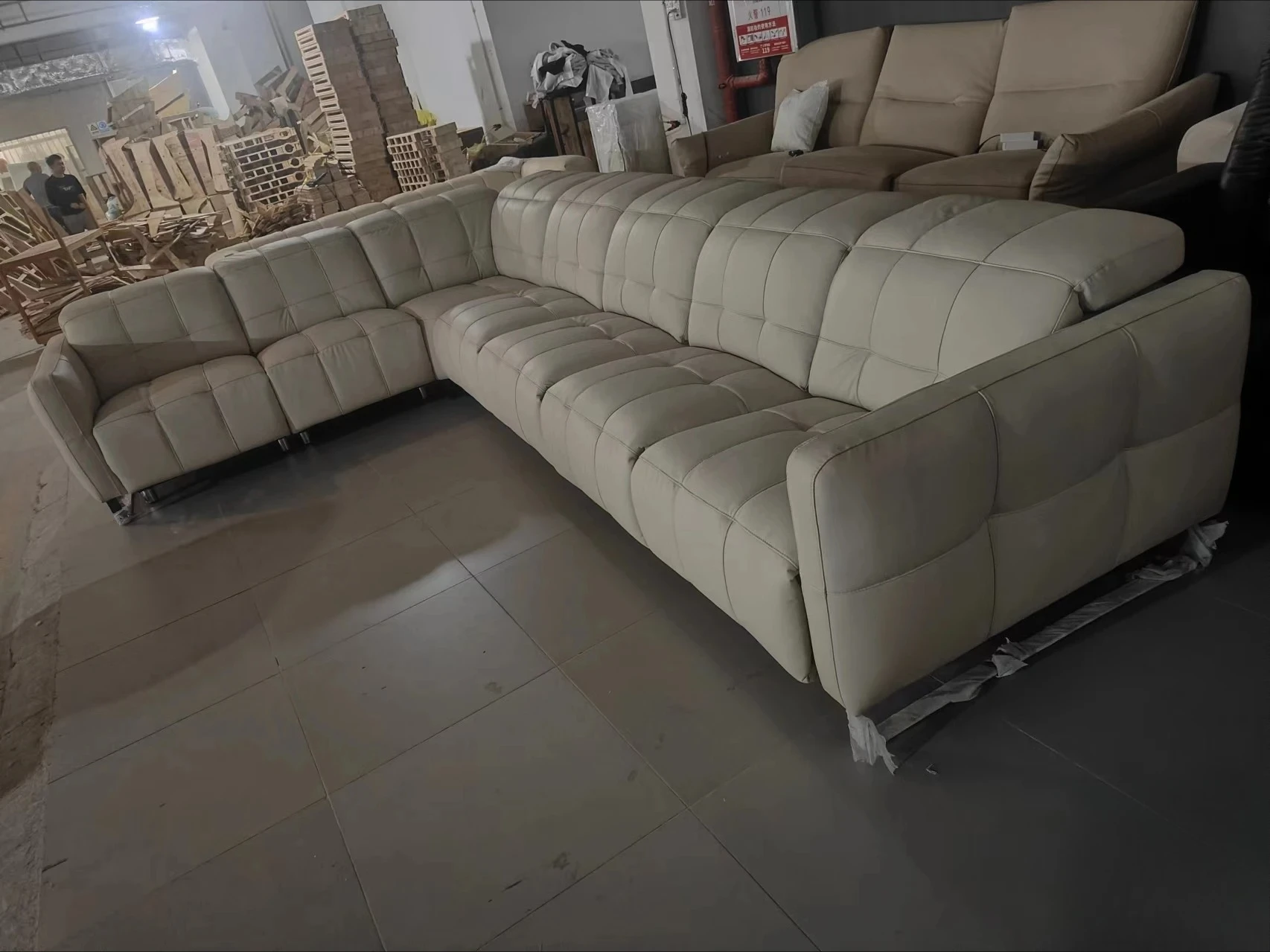 Motors Electric Recliner Sofa, Luxury Genuine Leather Sectional Couch with Adjustable Headrest Theater Room
