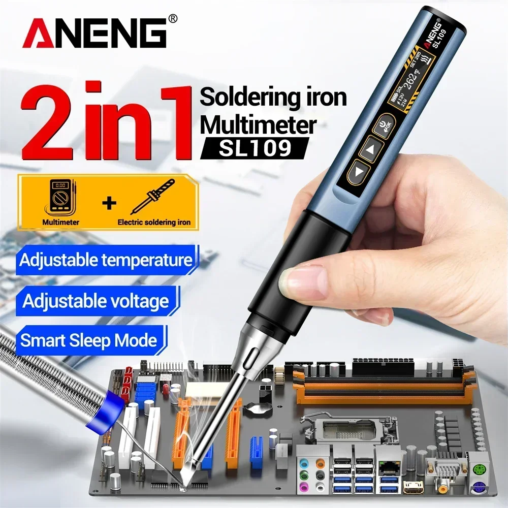 75W Smart Soldering Irons Repair Kit T65 Adjustable Temperature ANENG SL109 AC Voltage Ohm Welding Solder Pencil Tip Test Tools