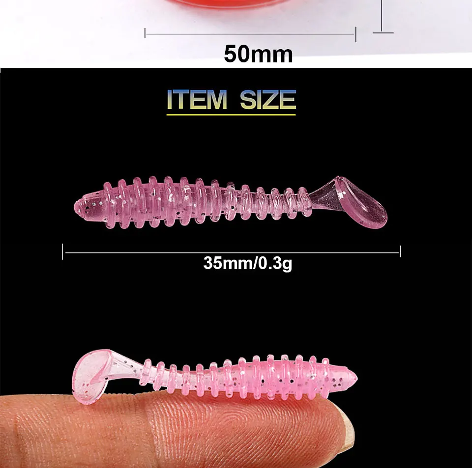 SUNMILE Angeln Weiche Köder Wurm Künstliche Köder 35mm/0,3g 30 teile/los Felsen Angeln Wobbler Leurre Souple Köder barsch Forelle Lockt – Detail 4