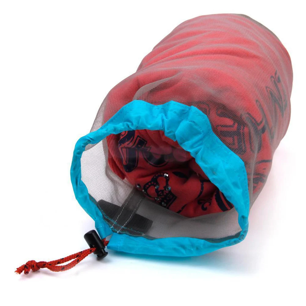 Outdoor Bag Ultralight Mesh Stuff Sack Camping Sports Drawstring Storage Bag Hiking Tools Climbing Drawstring Bolsa