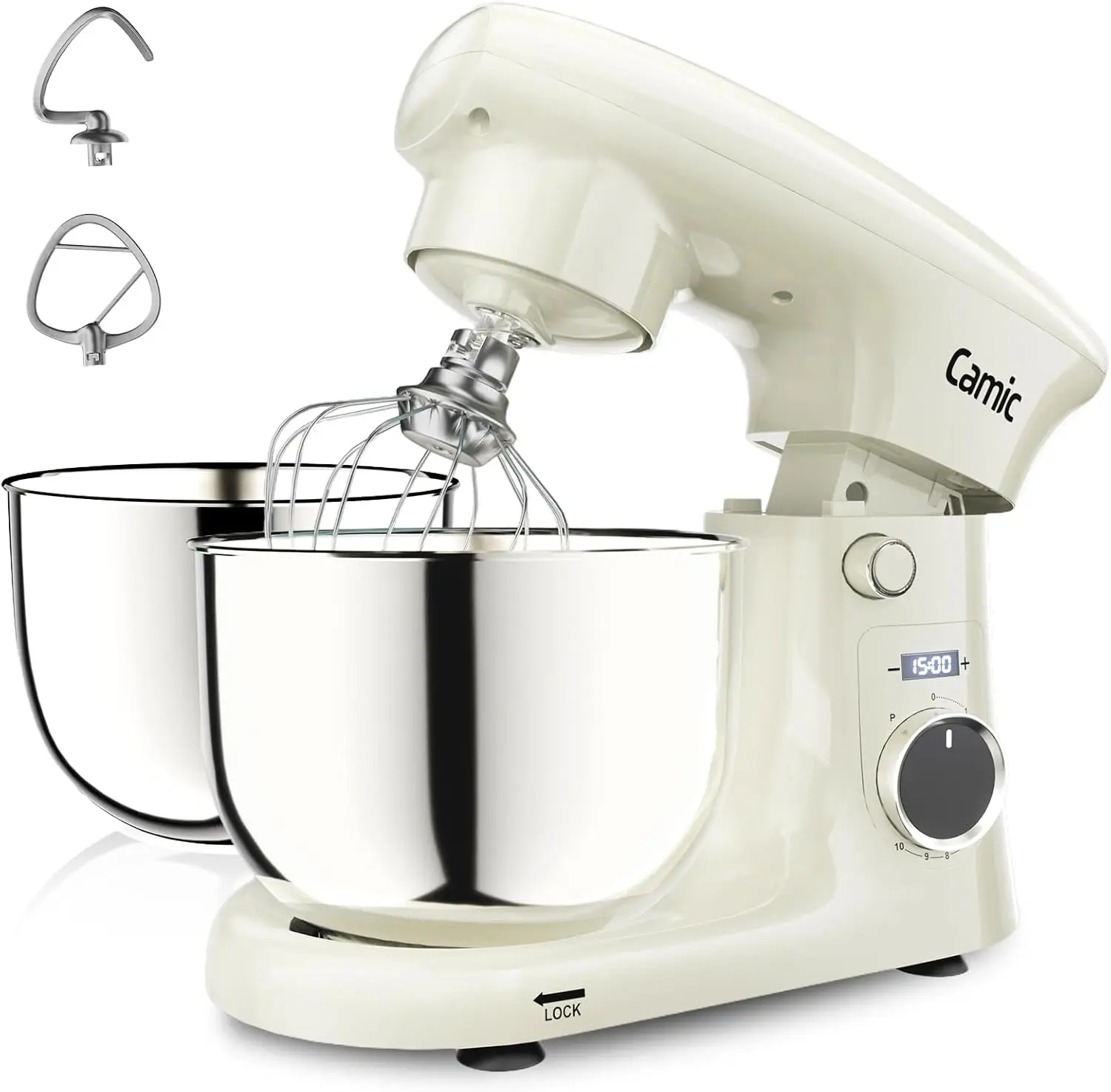 Stand Mixer 42QT 53QT Dual Bowls Electric Food Mixer 10 Speeds Digital Setting 3 In 1 Kitchen Mixer Baking Cakes Cookie Bread Sa