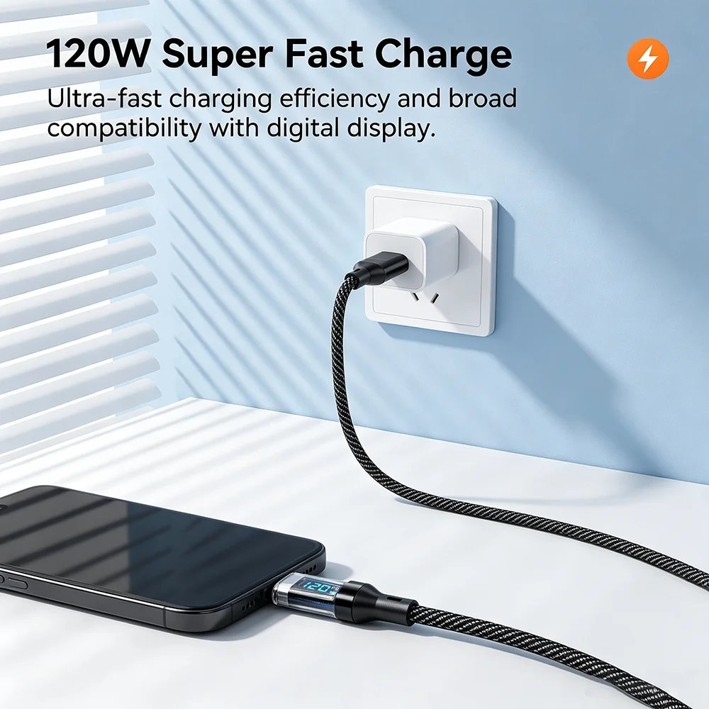Кабель NNBILI USB-Type C, 120 Вт, зарядное устройство для быстрой зарядки, кабель USB Type C-USB C для Xiaomi POCO, Huawei, Macbook, Honor, 1/2 м