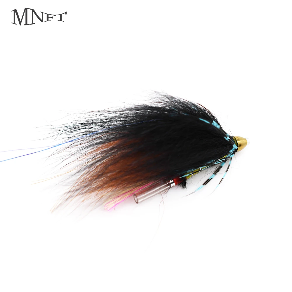 MNFT 4Pcs Conehead Tube Fly Fishing Flies Salmon Sea Trout Wool Flash Teaser Streamer Fishing Flies