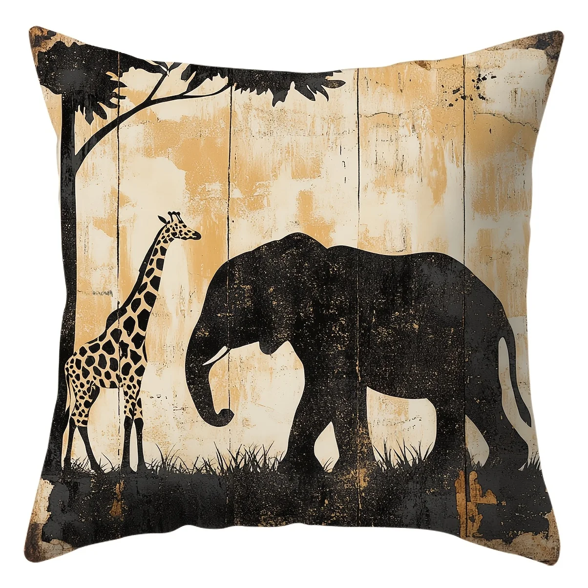 Shadows of Grassland Animals digital printing pillow cover Short plush Suitable living rooms bedrooms sofas throw cushion cover