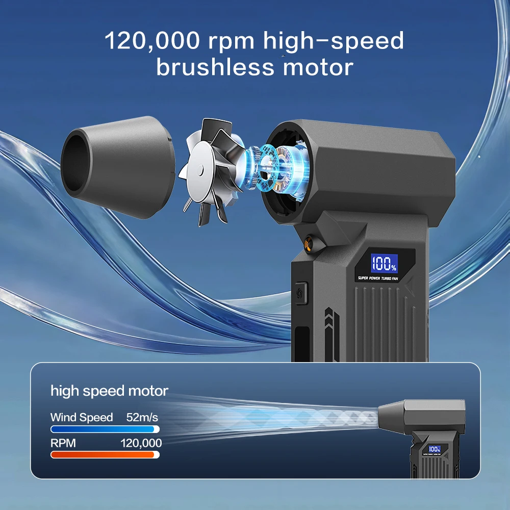 Air Duster Z2 Peniup Udara Kuat Pengisian Daya Tipe-C 5200mAh 180g Tekanan Angin 52m/s Peniup Turbo Jet Tanpa Sikat