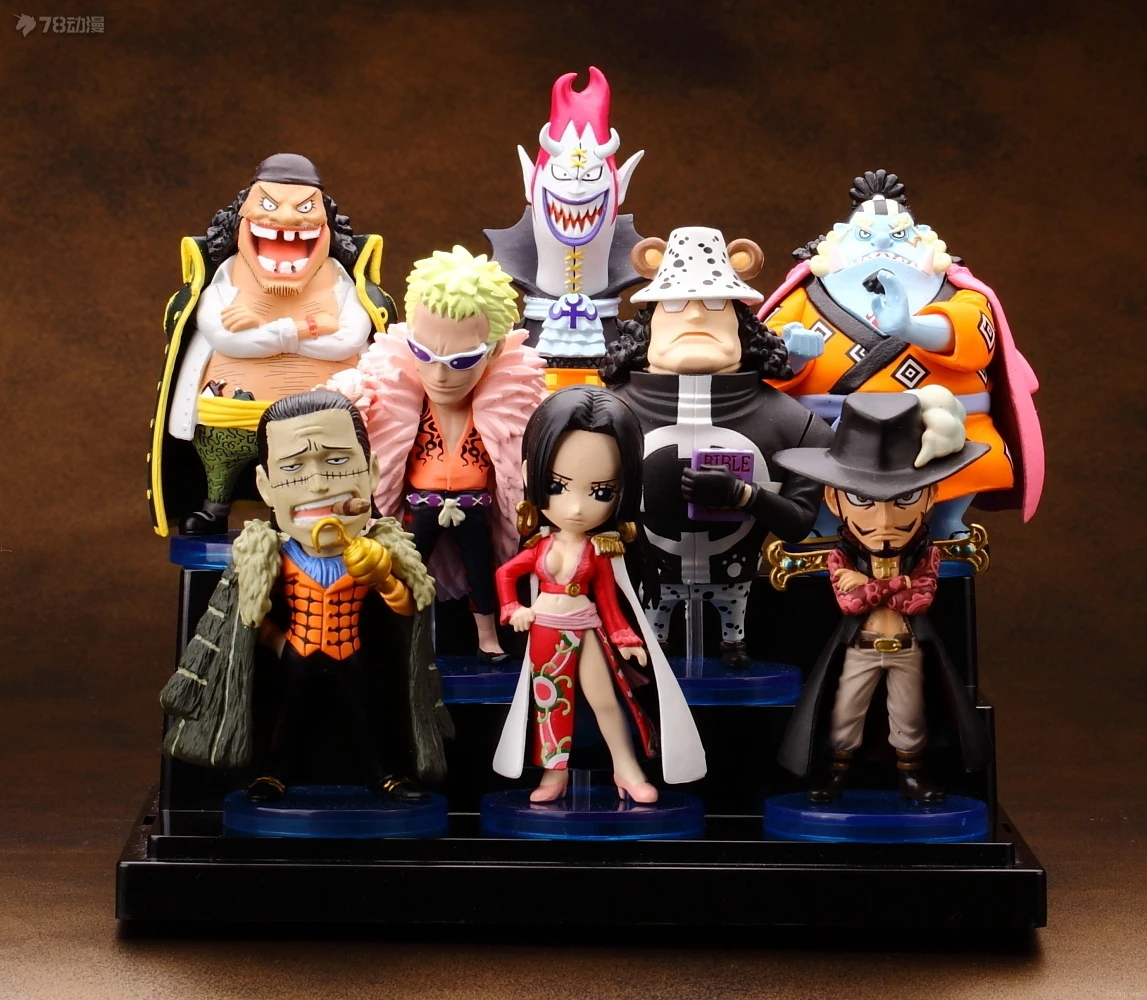 8Pcs Anime One Piece Oka Shichibukai Figure Donquixote Doflamingo Marshall D Teach Dracule Mihawk Bartholemew Model Toy Gift