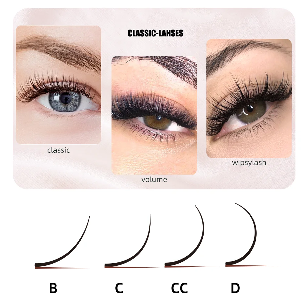 YELIX New Classic Volume Lash Extensions 0.03-0.18mm D Curl Simulated Mink False Eyelashes Premium Silk Eyelashes Beauty Salon