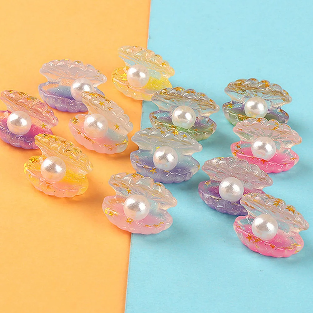 

16pcs Glow In The Dark Tiny Shell with Pearl Decoration Resin Small Pearl Charms