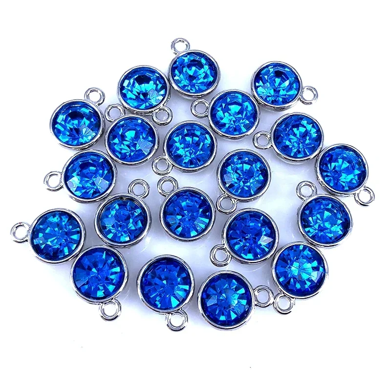 12pcs/lot Color Crystal Birthstone Silver Plated Color Charms for Jewelry Making Supplies DIY Cute Charms B003