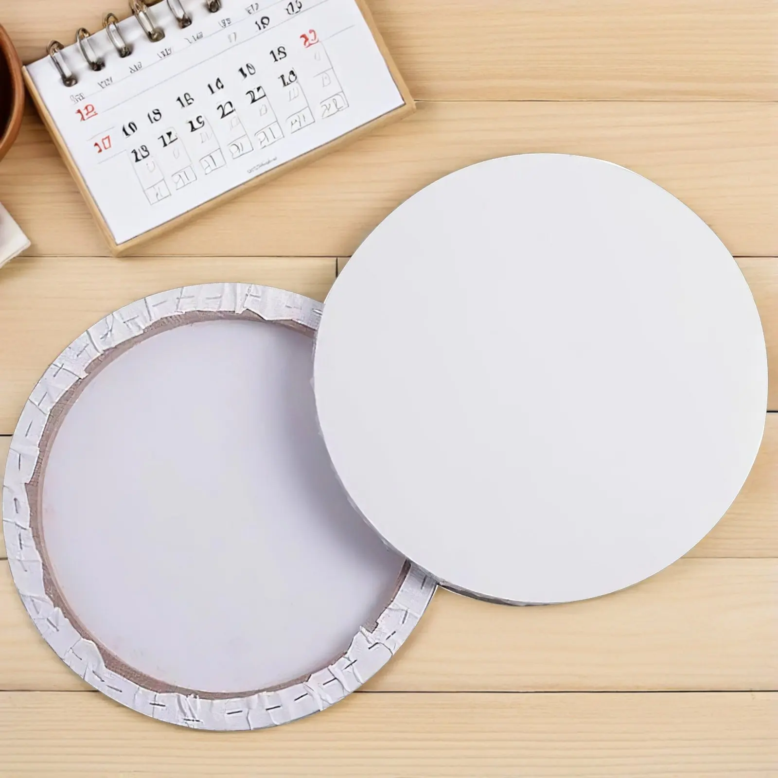 

30Cm Round Stretched Canvas Cotton Painting Panel Wood Artist Frame DIY Drawing Oil Acrylic Gouache Tempera Art Surface