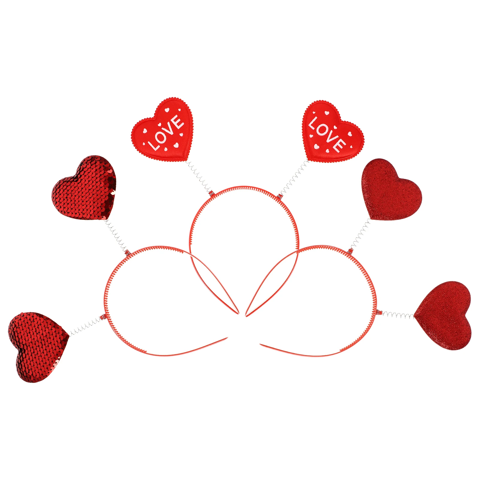 

3pcs Delicate Headwear Shaped Sequin Headb Lovely Red Delicate Valentine Day Party Hairb Prop Decor Carnival Headwear