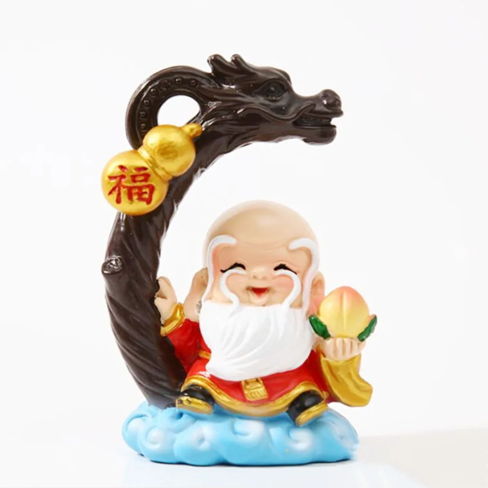 

Grandpa Grandma Longevity God Cake Decoration Resin Statue Birthday Party Centerpiece Household Ornament Chinese Blessing Word