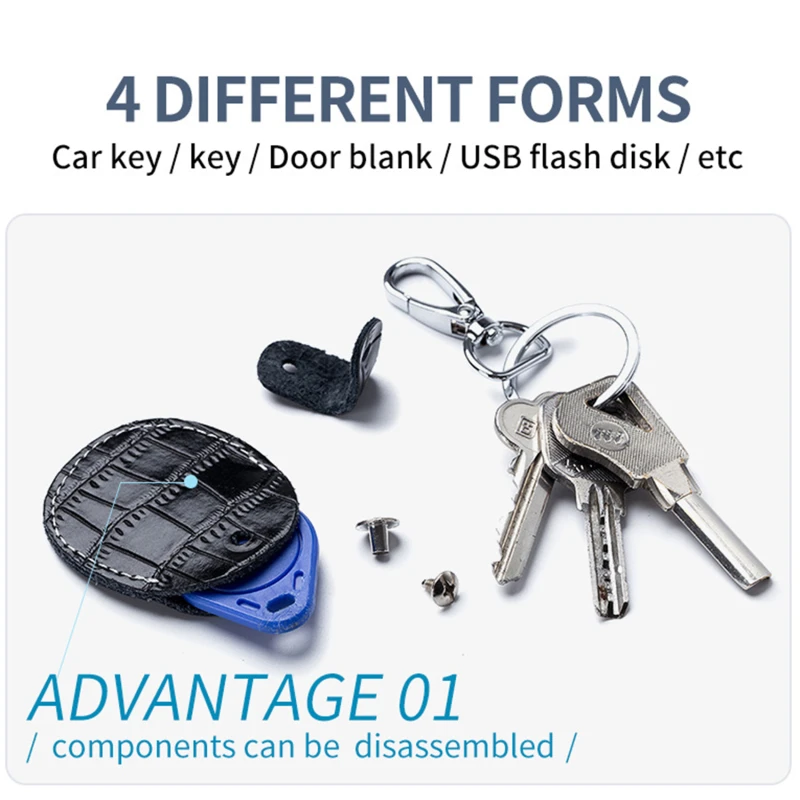 Leather Keychain Card Cover For Alarm Tag Intercom Key Access Entry Card Set Car Key Protector Card Tracker