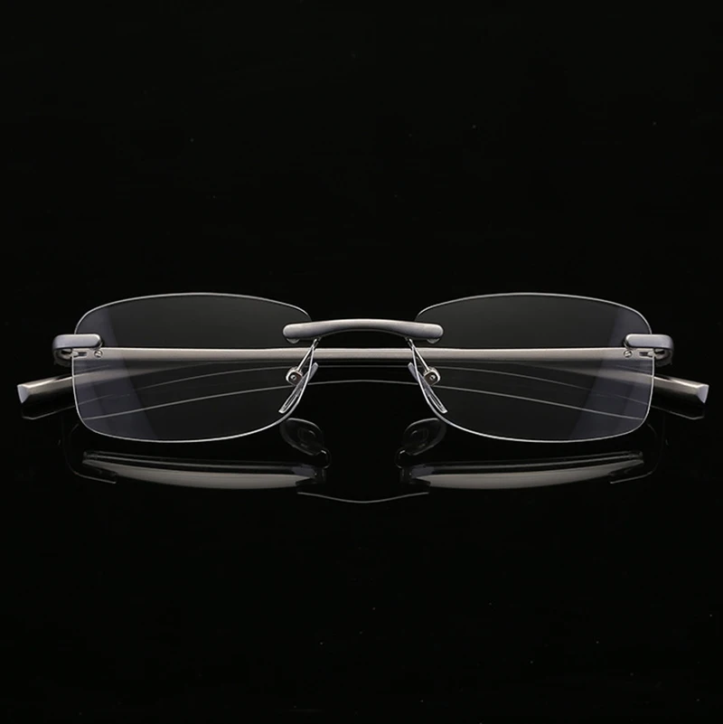 Al-Mg Alloy Men Rimless Reading Glasses Women Presbyopic Glasses TR90 Frame Anti Blue Light Diopters Lenses Prescription Eyewear