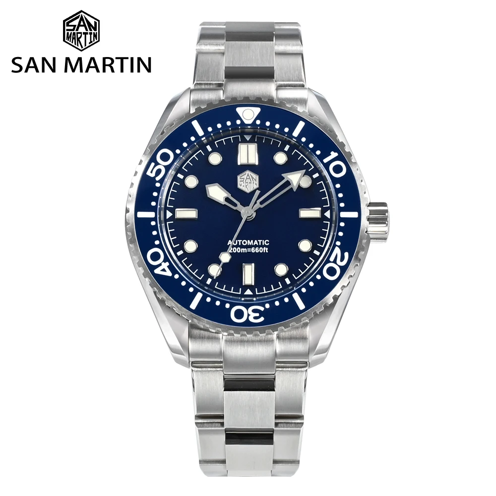 San Martin Men Watch 41.5mm Diver Enamel Dial Top Brand Vintage Classic Luxury Miyota Automatic Mechanical 20 ATM BGW9 Luminous