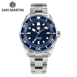 San martin relógio masculino 41.5mm mergulhador esmalte dial marca superior vintage clássico luxo miyota automático mecânico 20 atm bgw9 luminoso