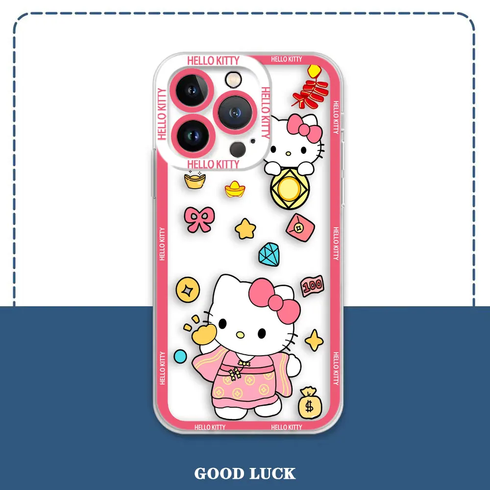 Cartoon Kawaii Hello Kitty Angel Eyes Clear Phone Case For OPPO RENO 11 11F 10 8 8Z 8T 7 7Z 6 6Z 5G 5 5F 4 2 FIND X3 Case Shell