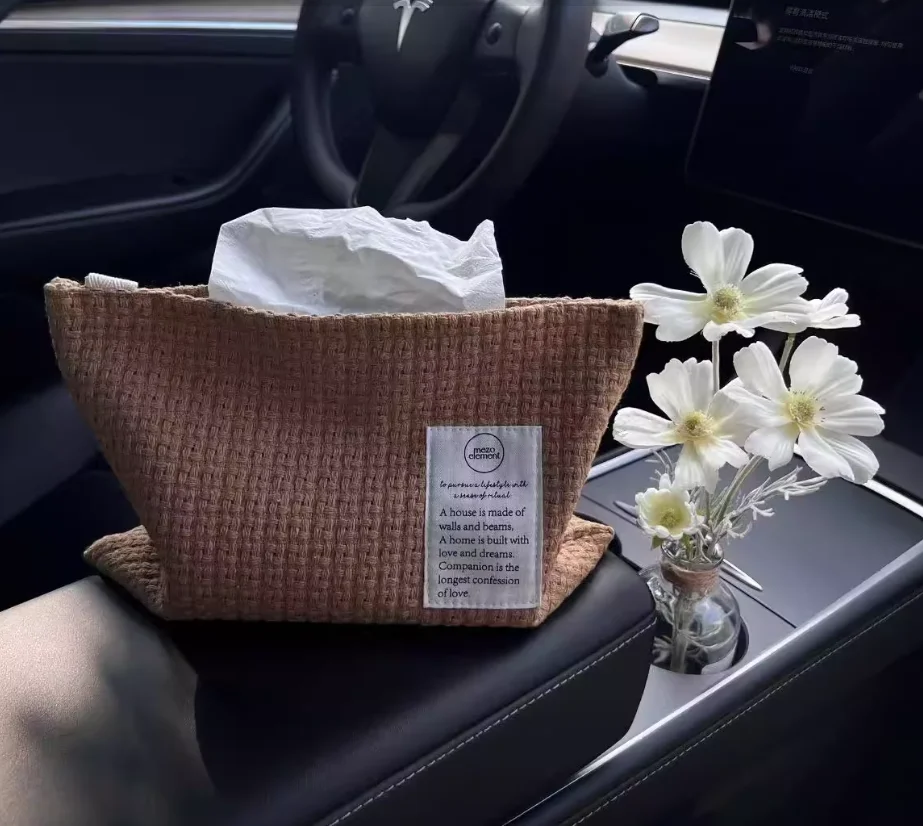 High Quality Table Napkin Boxes Knitting Hanging Ear Paper Issue Bag Thread Napkin Holder Tissue Bag Storage Napkins