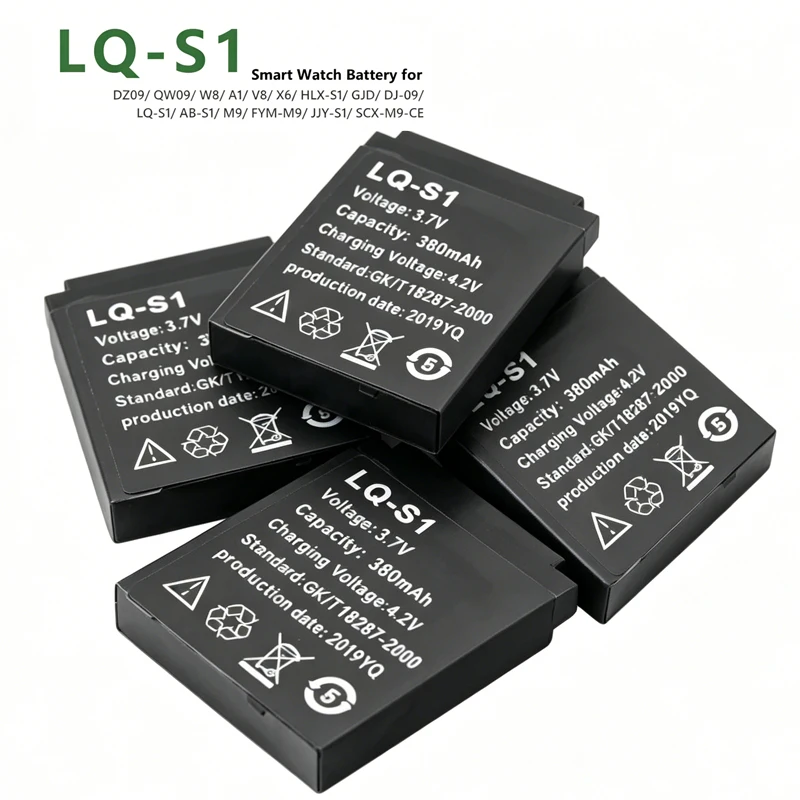 Batería de Litio Recargable de 380 mAh LQ-S1 para Relojes Inteligentes Fashion Meter QW09 DZ09 W8 A1 V8 X6