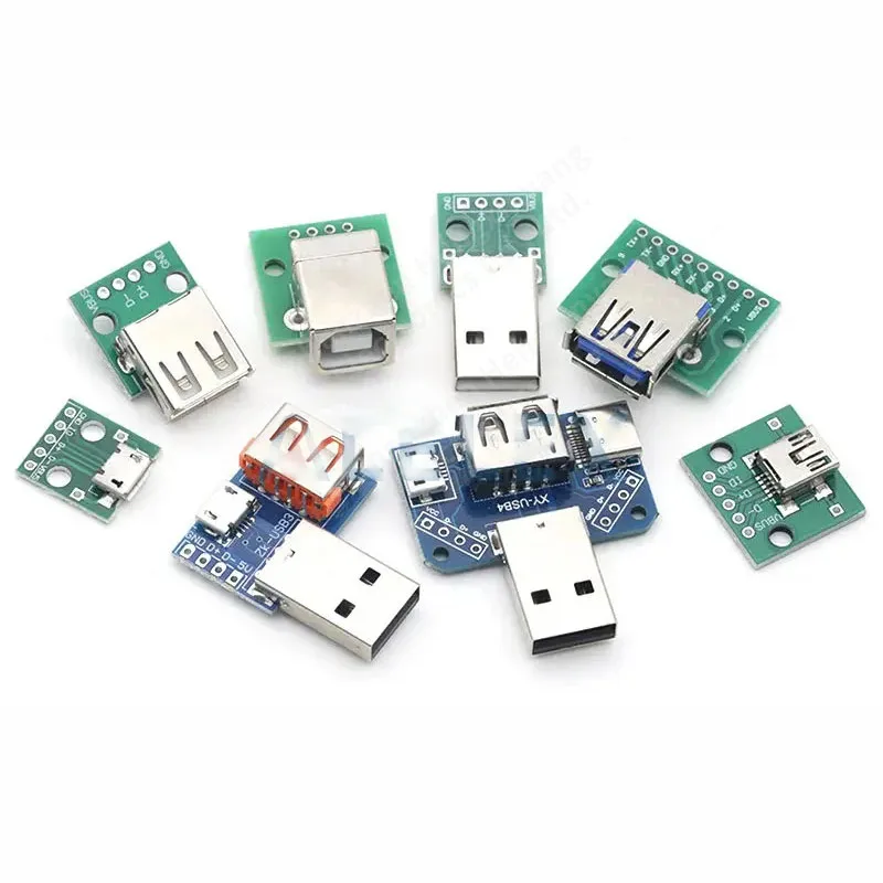 1PCS USB Male Connector / MINI MICRO to DIP Adapter Female 2.54 B Type-C USB2.0 3.0 PCB