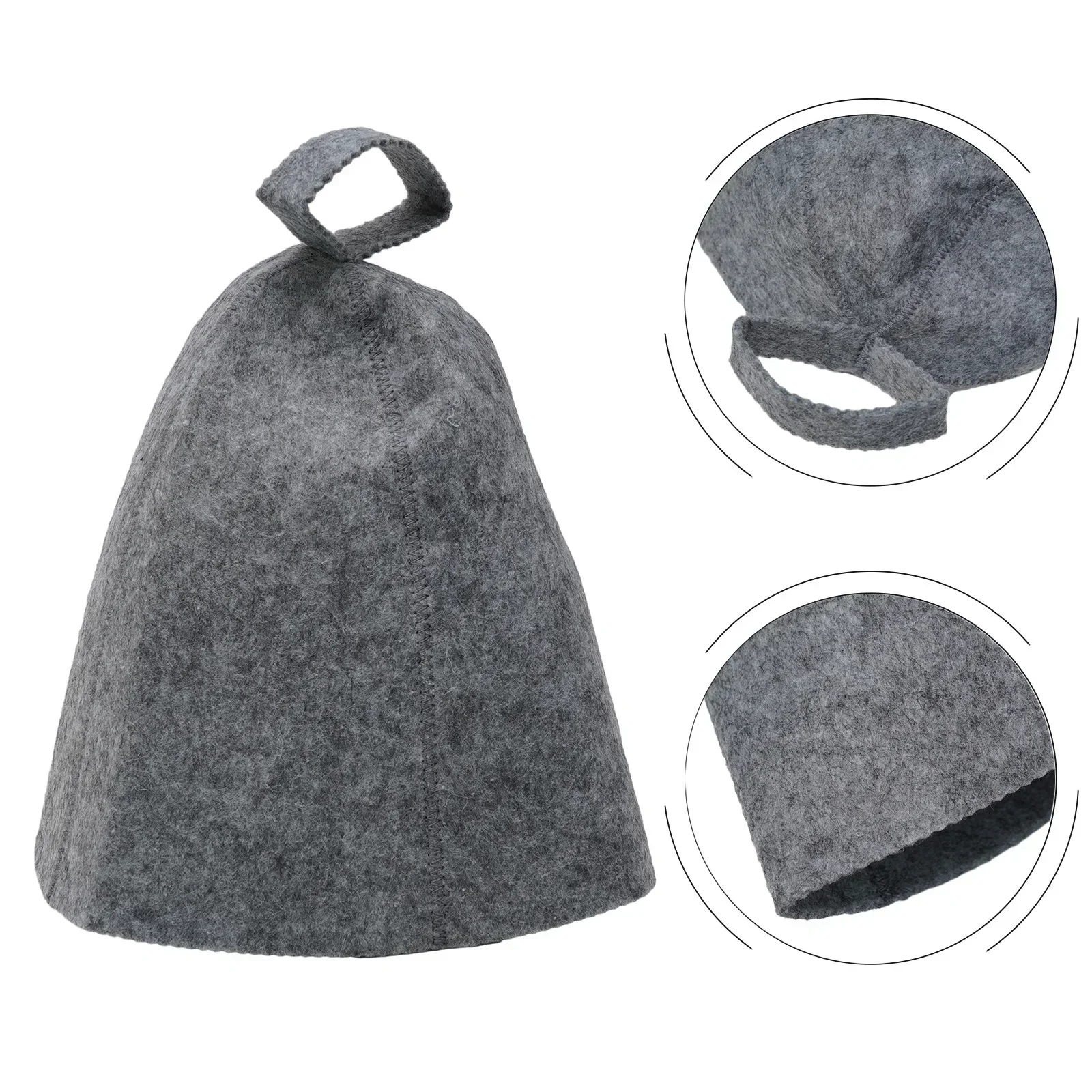 Wool Cap Sauna Hat Felt Foldable Grey Porosity Shower Soft Solid Spa Bath With Hanging Loop 1pcs 27.6*9.1inches