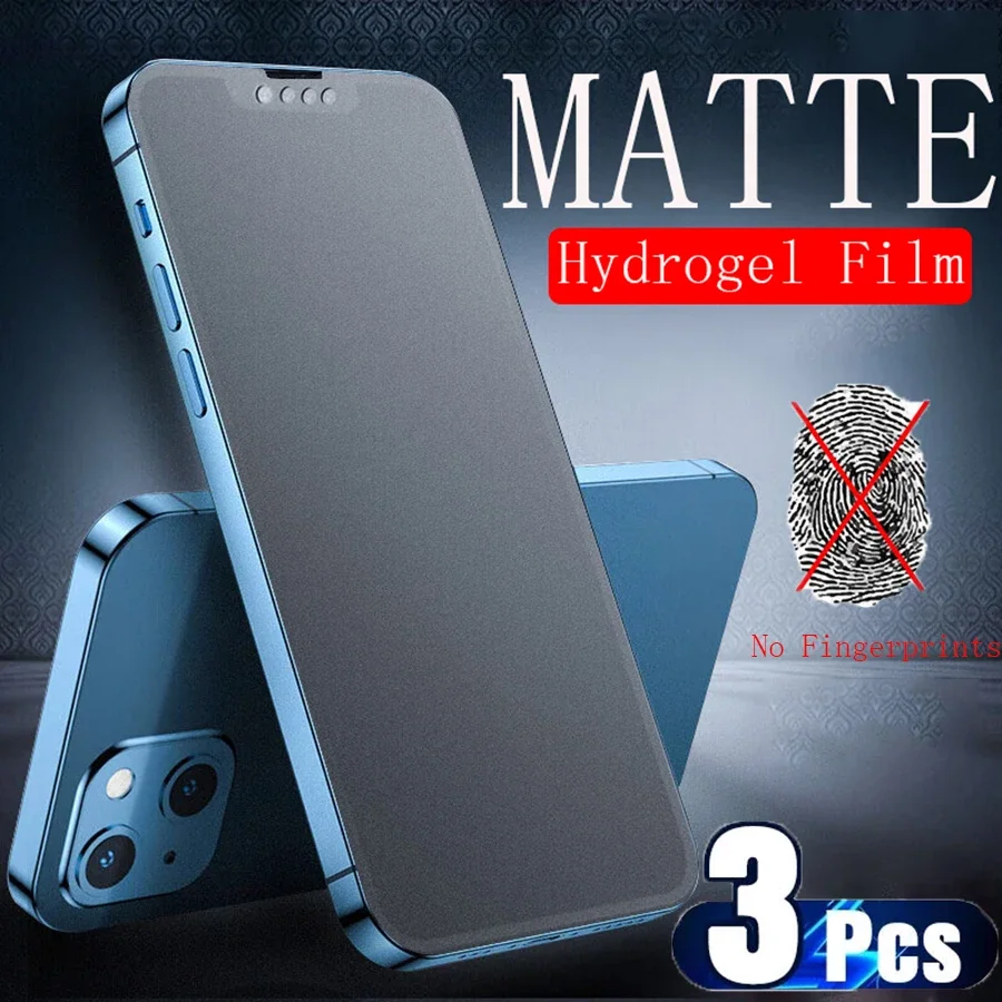 3-1PCS Matte Hydrogel Film For iPhone 11 12 13 14 15 Pro Max Mini  Frosted Screen Protectors for iPhone X XR XS MAX 8 14 15 Plus