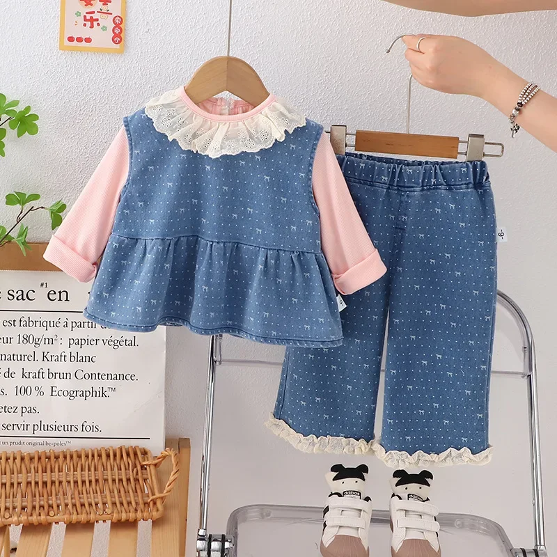 

New Spring Autumn Baby Girls Clothes Suit Children Vest T-Shirt Pants 3Pcs/Sets Infant Clothing Toddler Costume Kids Tracksuits