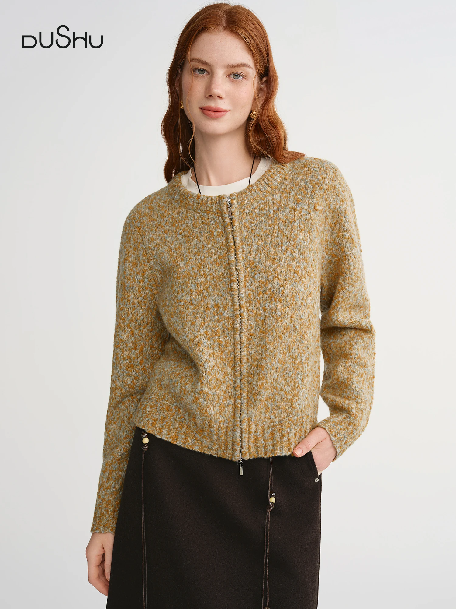 

DUSHU 2025 Autumn Winter Women's Knit Cardigan - Aesthetic Cozy Open Front Sweater for Daily Casual Outfits