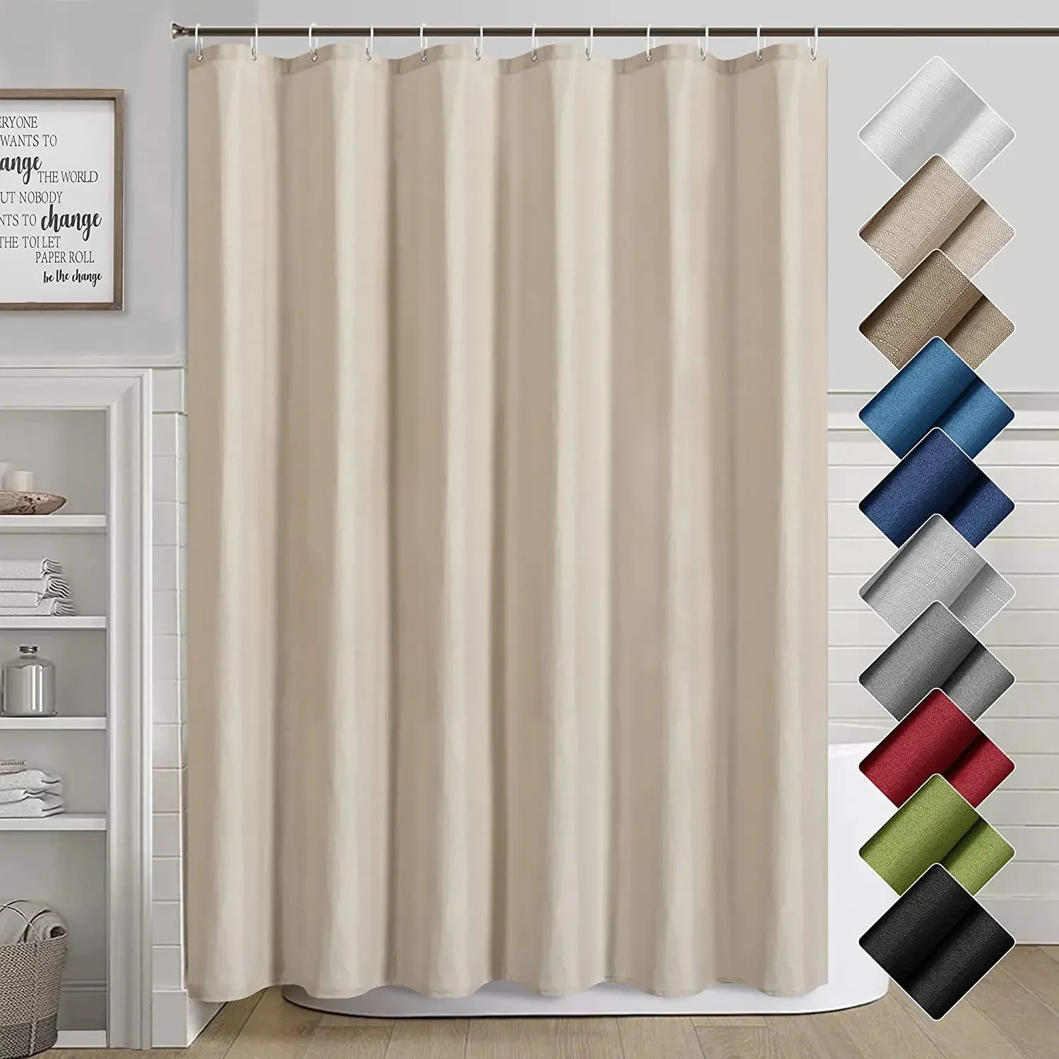 Grey Shower Curtains Modern Minimalist Hotel Home Solid Colour Bath Curtain Polyester Fabric Bathroom Decoration Set with Hooks