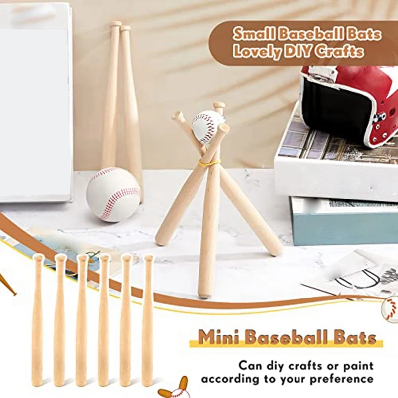 36 PCS Mini Baseball Bat 7 Inch Unfinished Small Wooden Bats Unpainted Wood Baseball Bats For Painting Keychain