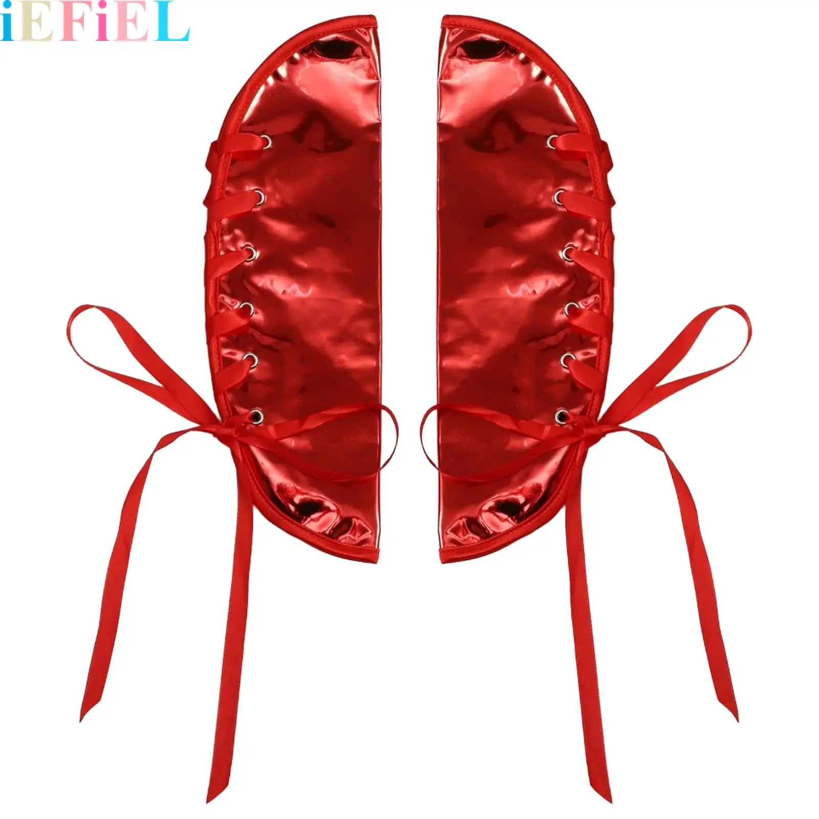 

Metallic Gloss Arm Cover Faux Leather Punk Armor Cross Tie-Up Style Arm Cover for Halloween Cosplay Parties