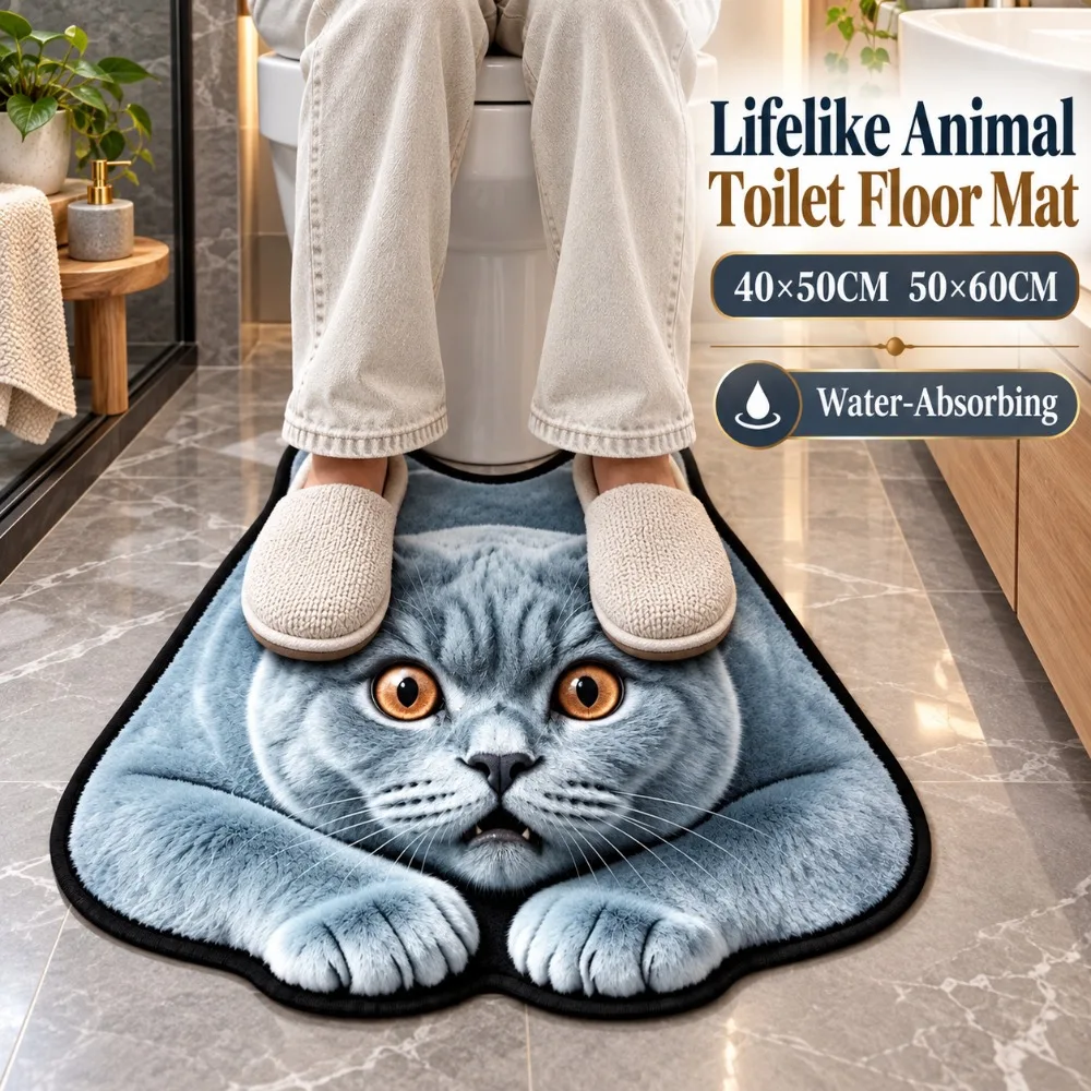 40×50CM 50×60CM Lifelike Animal Toilet Floor Mat Crystal Velvet Water-absorbing Toilet Rug Non-slip Washable Toilet Floor Mat