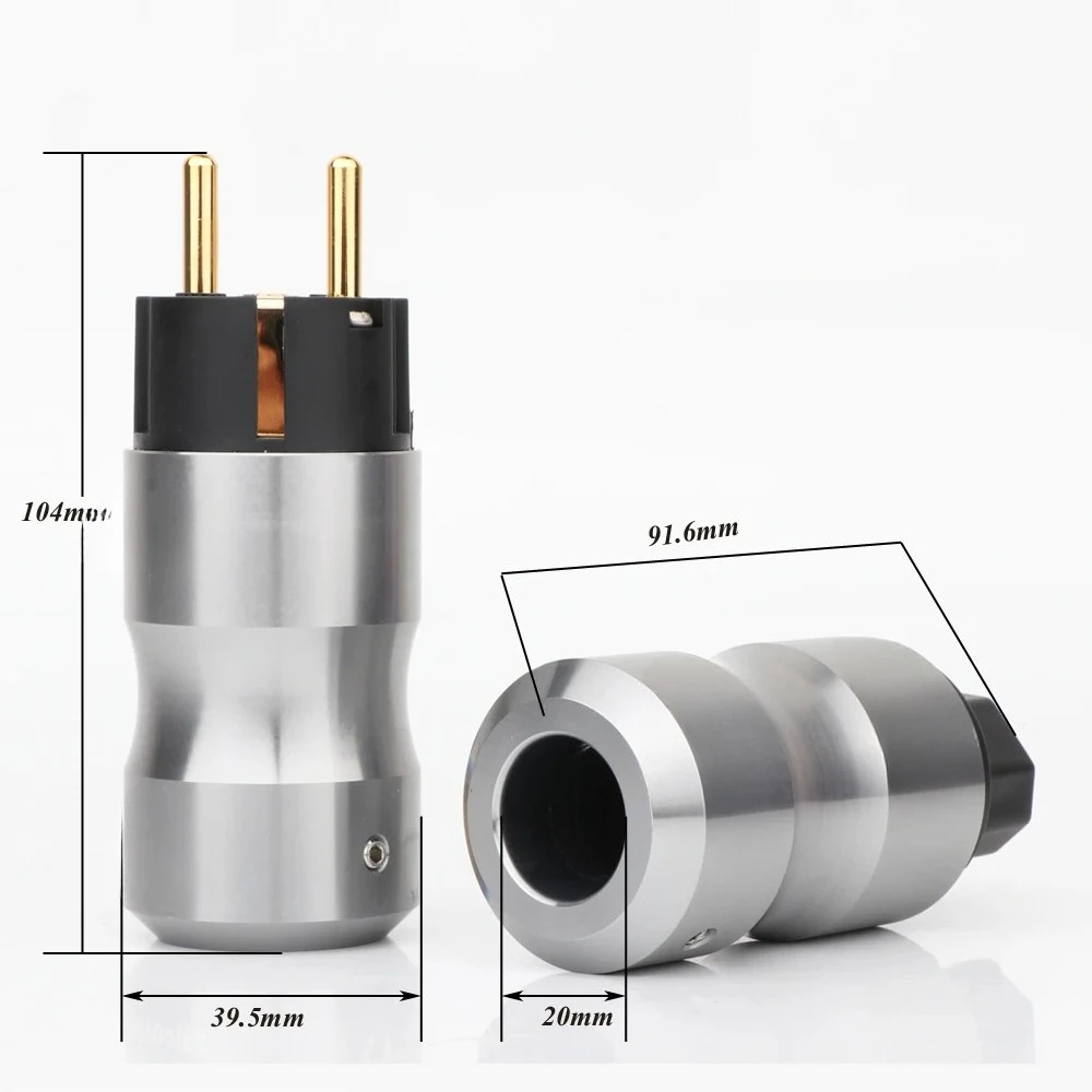 Krell 24K pozłacana europejska standardowa męska wtyczka zasilania sieciowego Audio HIFI europejskie żeńskie gniazdo zasilania