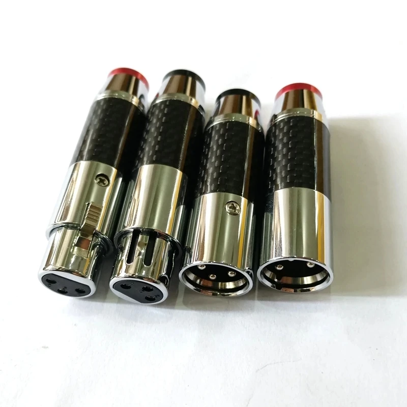 

Hifi audio 4pcs/set Carbon Fiber XLR Plug Connector 3Pin M & F Black XLR wire connector 3PIN XLR Microphone plug