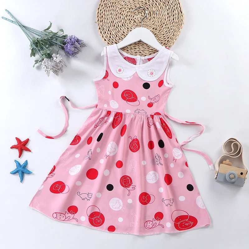 

2022 New 2-8 Years Girls Dress Summer Sleeveless Bow Ball Gown Clothing Kids Baby Princess Dresses Children Clothes Promotion