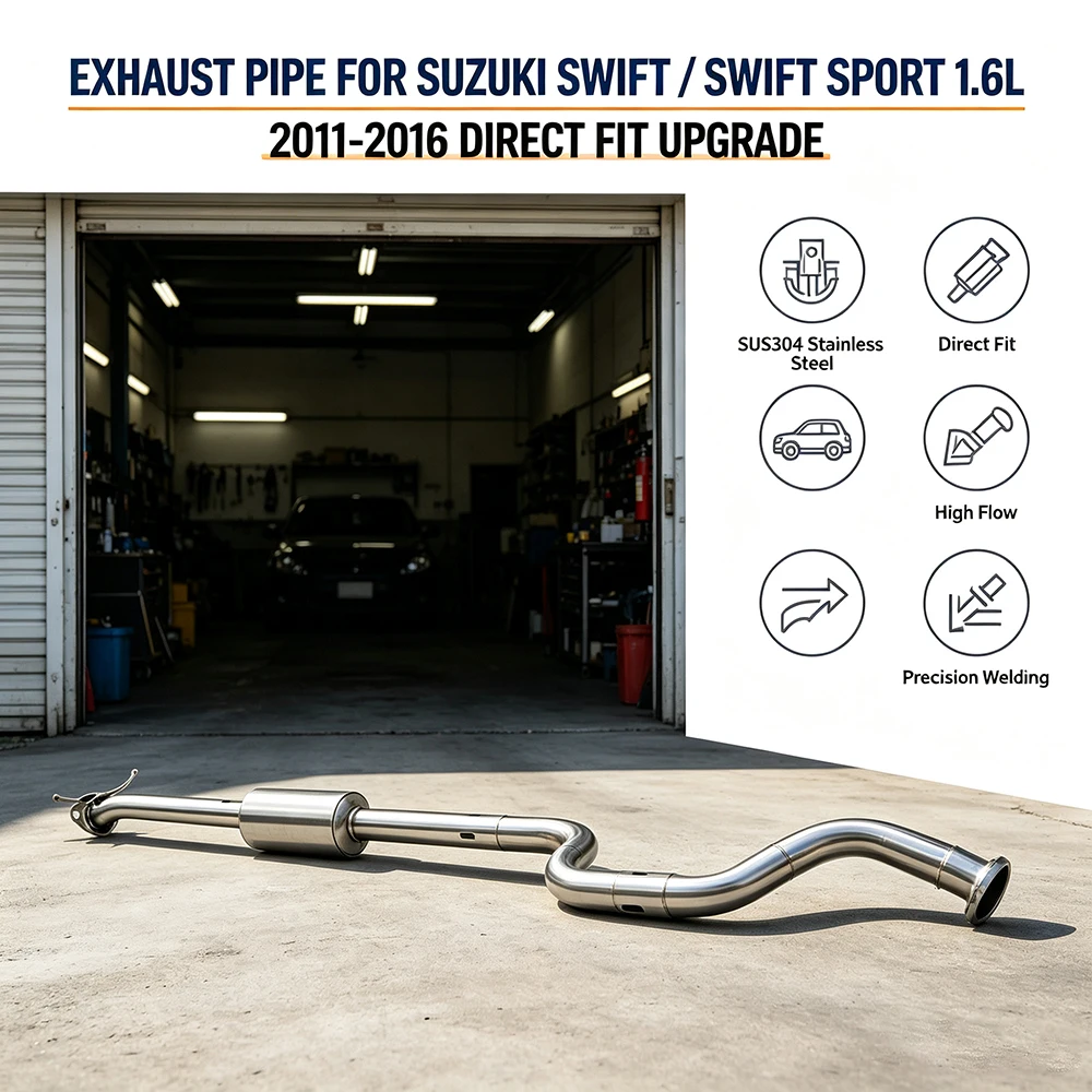 Stainless steel middle section exhaust with resonator for Suzuki Swift Sport 1.6L 2011-2016 high-performance exhaust middle pipe