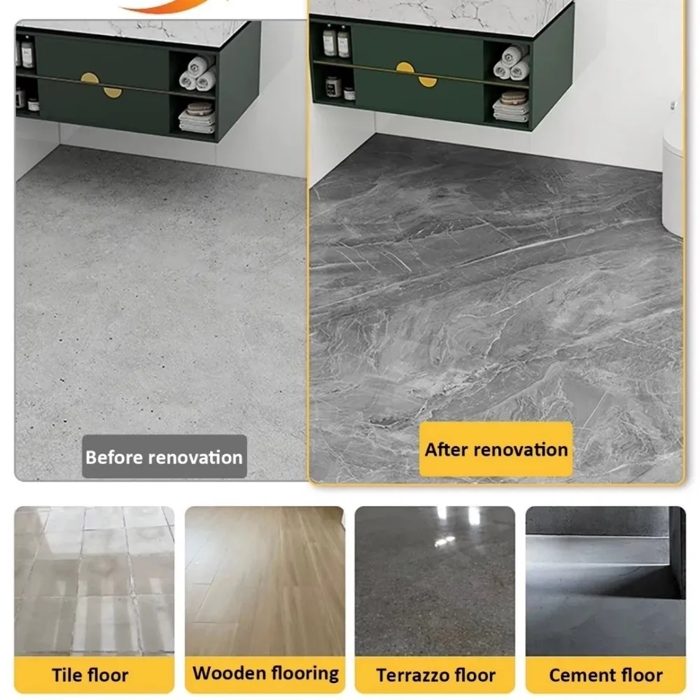 Imitation Marble Floor Tiles Waterproof Peel and Stick Self-Adhesive Wallpaper Wear-Resistant Non-Slip Decorative Floor Stickers