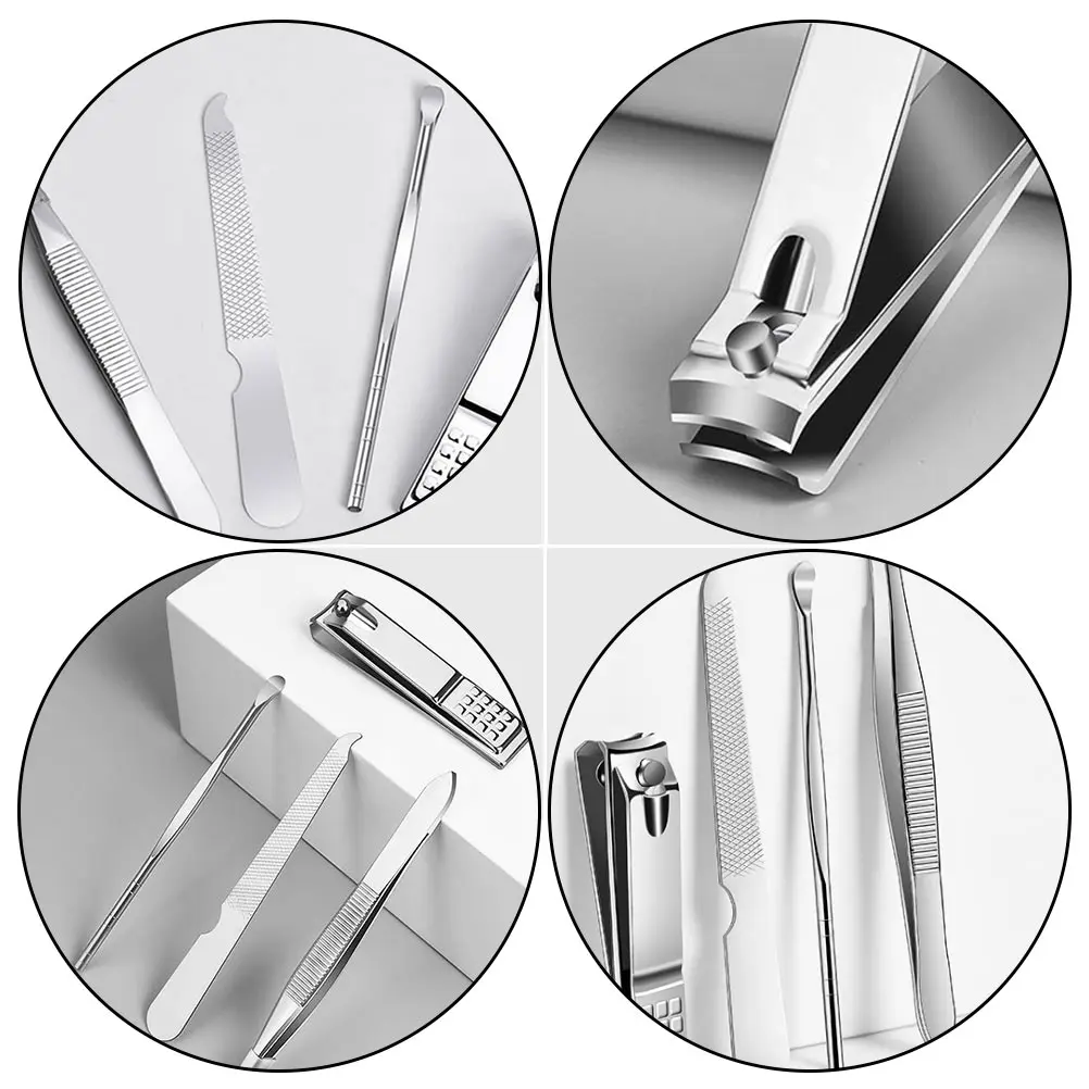 

4pcs Nail Clipper Set Manicure Tools Kit Pedicure Care Trimmer Ergonomic Non Slip Handles Easy Grasp Nail File Included