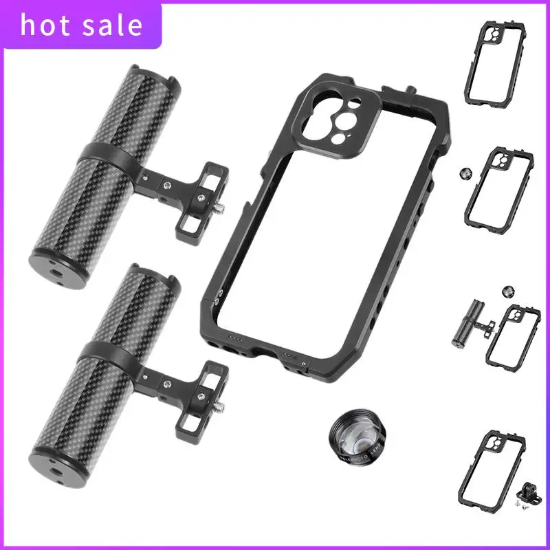 

Клетка для телефона ELEC, мобильная клетка для видеоустановки смартфона для Iphone 12/12 Pro, клетка для телефона с холодным башмаком и отверстиями для резьбы 1/4