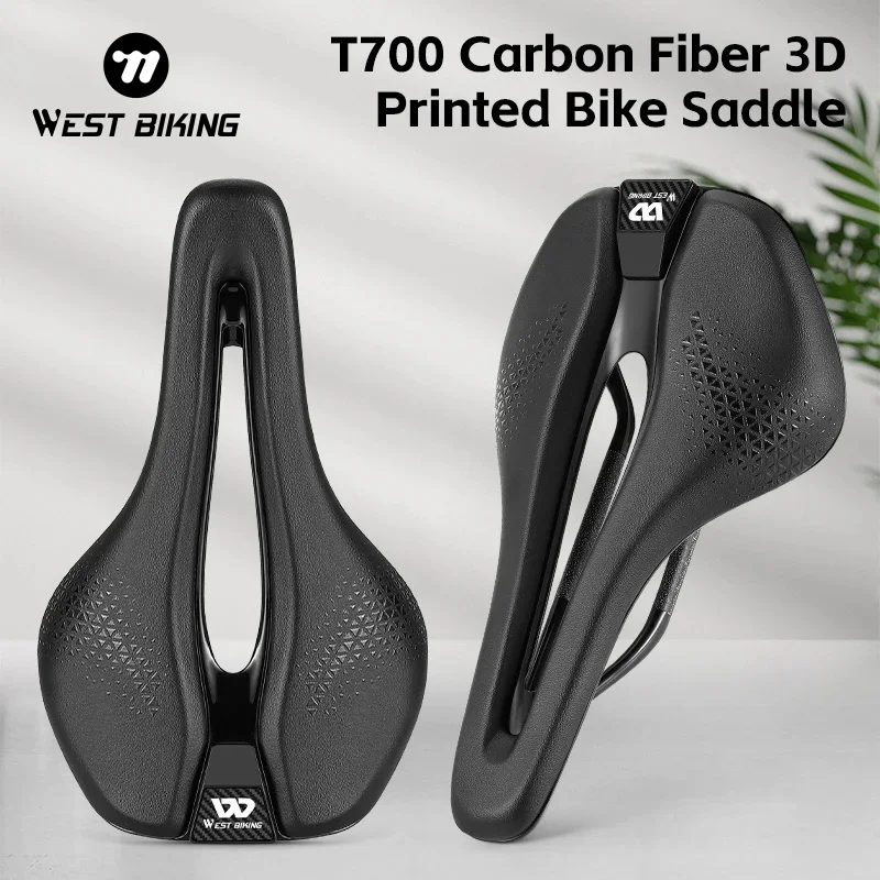 WEST BIKING Ultralight Bicycle Saddle T700 Carbon Fiber Saddles Durable PU Sealed Waterproof Cushion MTB Road Bike Seat Parts