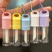50Pcs new design lipgloss tubes with keychain refillable colorful lip gloss container tube for makeup packaging 5ml