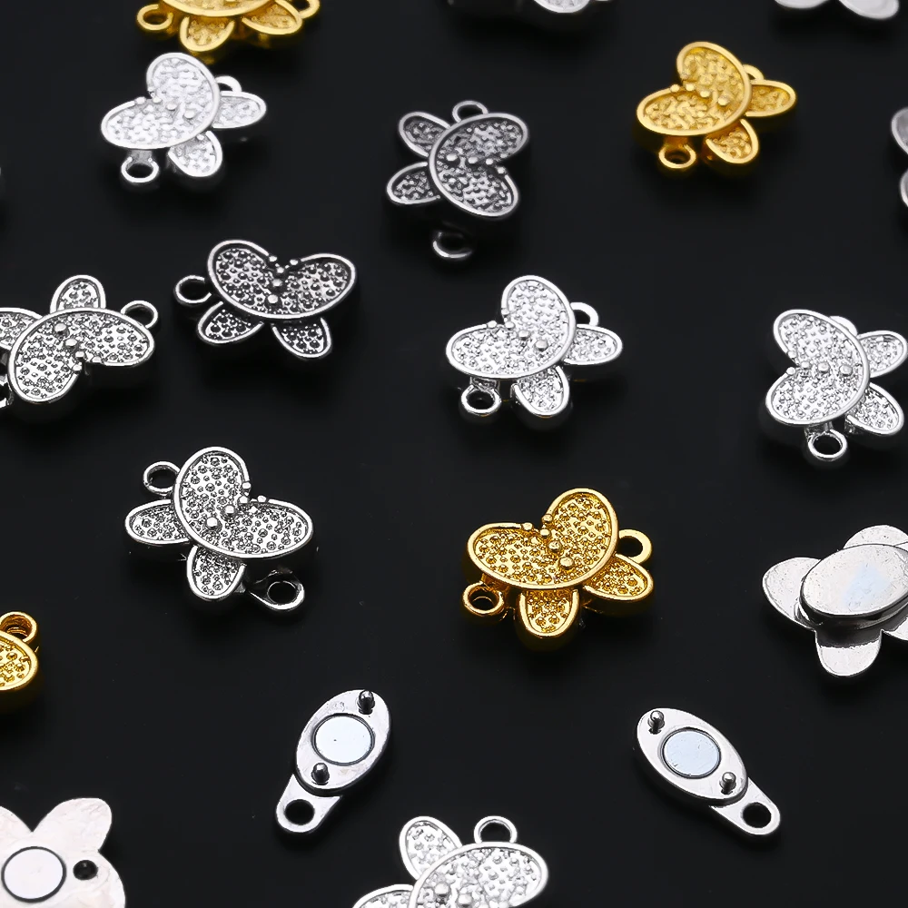 IYOE 4 قطعة 11*16 مللي متر سبيكة فراشة المغناطيسي المفاجئة فراشة المشابك المغناطيسية نهاية موصل Charms قلادة صنع المجوهرات سوار