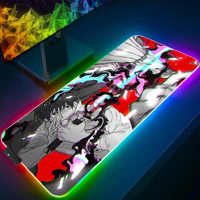 

RGB Mouse pad jujutsu Kaisen Yuta Computer Speed type carpet mat for e-sports players Laptop Keyboard LED XXL Mousepad Desk Mat