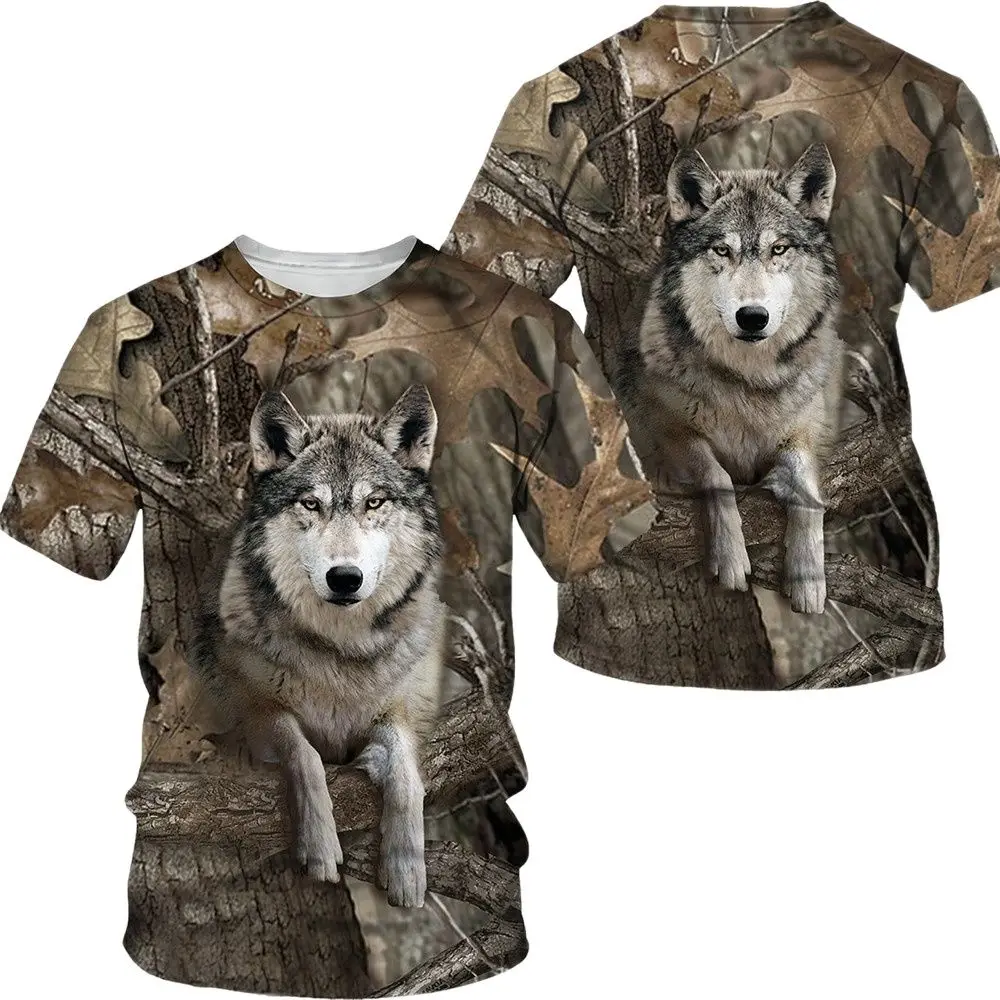 Camouflage hunting animals wild boar/fox  3D T-shirt summer leisure men's T-shirt fashion street women's pullover short sleeve j