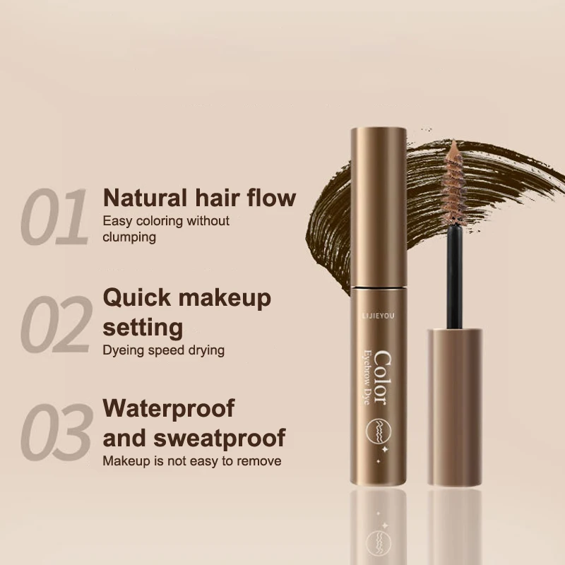 Crema de máscara de cejas fija de larga duración, 3 colores, resistente al agua, Color de teñido, Gel de cejas de secado rápido con pincel, maquillaje de belleza para ojos