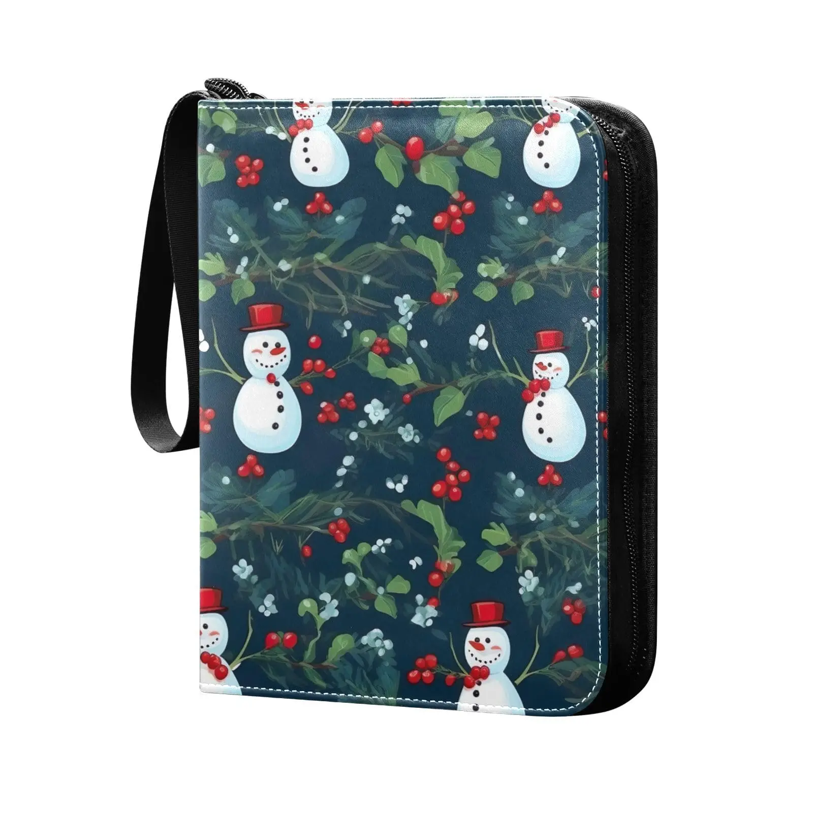 Winter Snowflakes Christmas Snowman 4 Pocket Card Binder 400 Double Sided Pocket Album Game Cards Unique Card Collection Storage