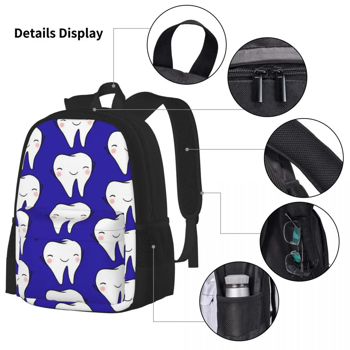 Dentist Tooth Teeth Backpacks Boys Girls Bookbag Students School Bags Cartoon Kids Rucksack Lunch Bag Pen Bag Three-Piece Set