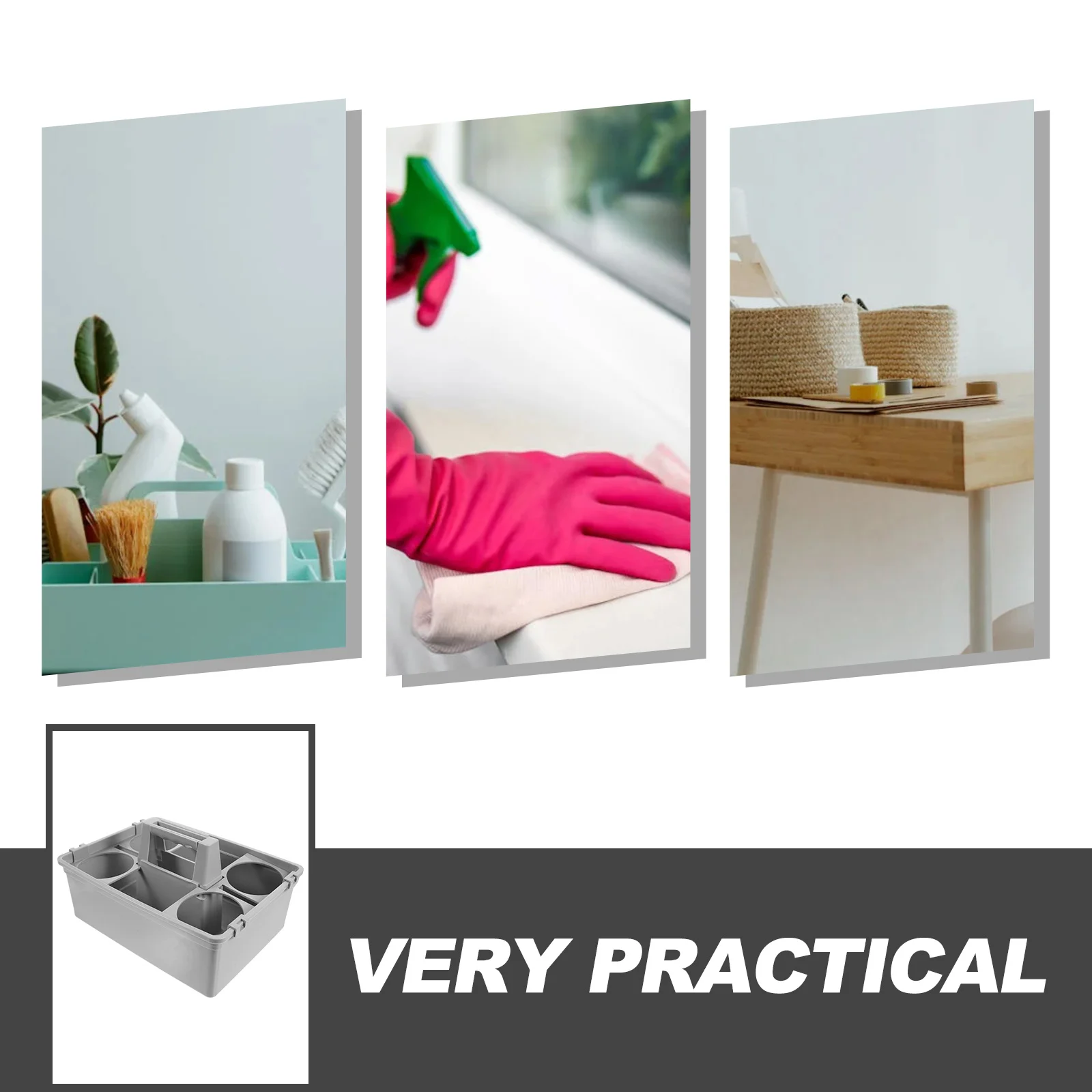 

Handle Cleaning Supplies Basket Plastic Organizer Multipurpose Storage Container for Hotel Room Desktop Home Cleaning Tools Tote